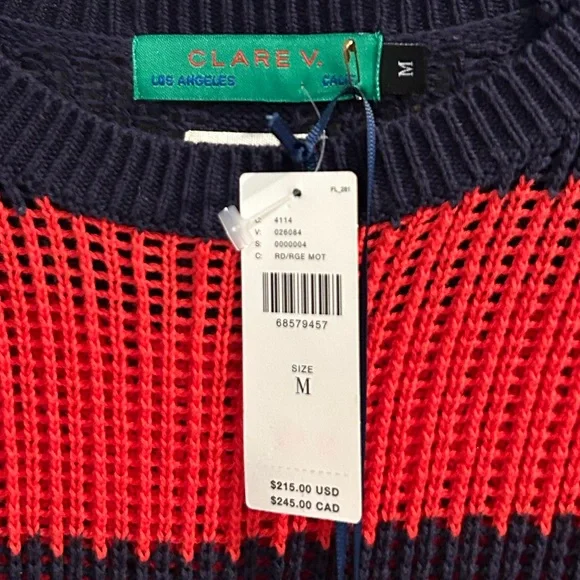 NWT Clare V. Red and blue knit top, M - Picture 7 of 12